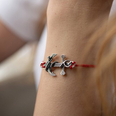 Браслет с красной нитью "Якорь" 141312 №2