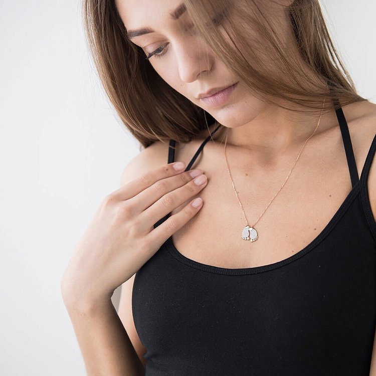 Золоте кольє "Ніжки" з фіанітами кол00818 від ювелірного магазину Онікс