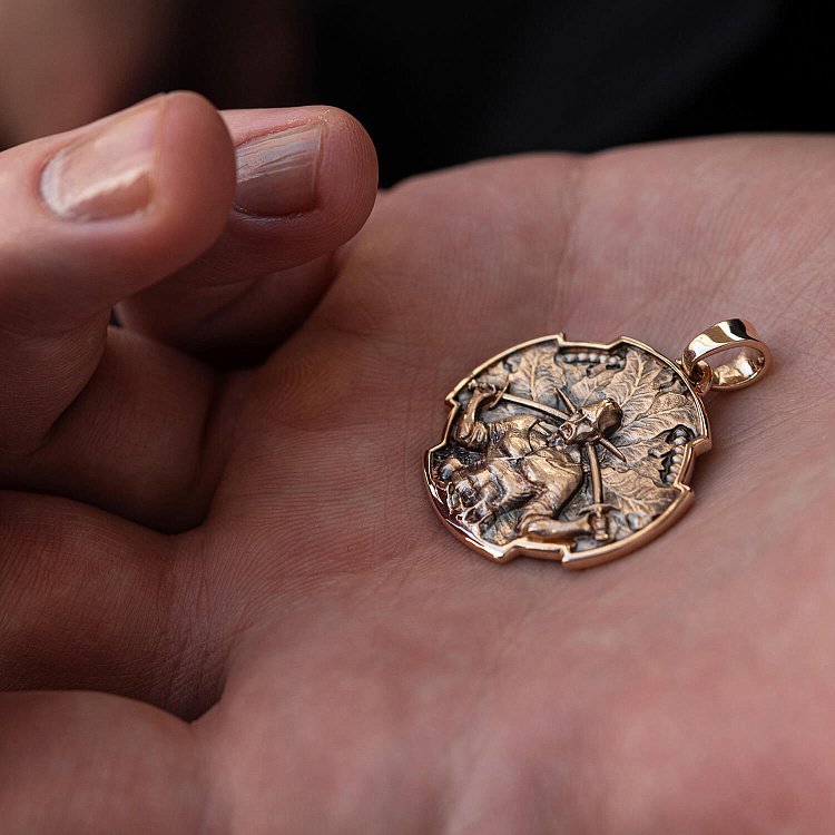 Золотий кулон "Український козак. Молитва до Пресвятої Богородиці" п03797 від ювелірного магазину Онікс - 12