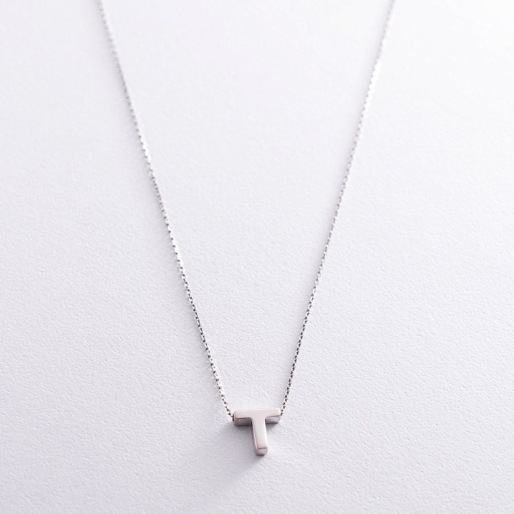 Срібне кольє з буквою "Т" 18985Т від ювелірного магазину Онікс