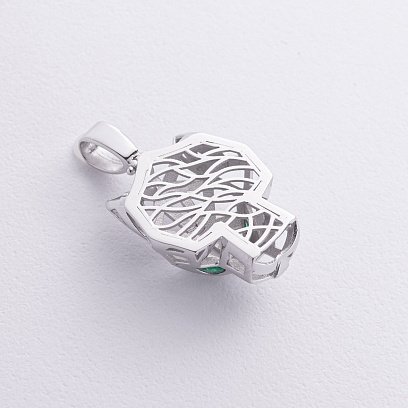 Підвіска "Пантера" у білому золоті (фіаніти) п03968 №2