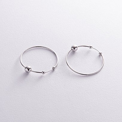 Серьги - кольца Гармония в белом золоте с08364 №6