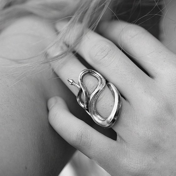 Серебряное кольцо "Змея" 112767 №3