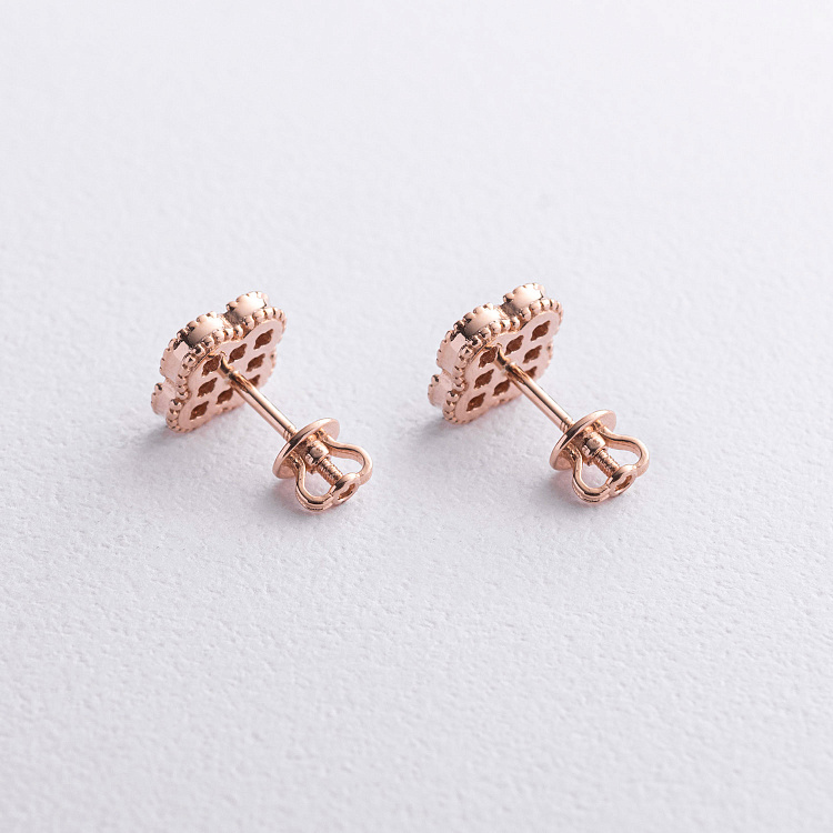 Сережки - пусети "Конюшина" в червоному золоті с08883 від ювелірного магазину Онікс - 2