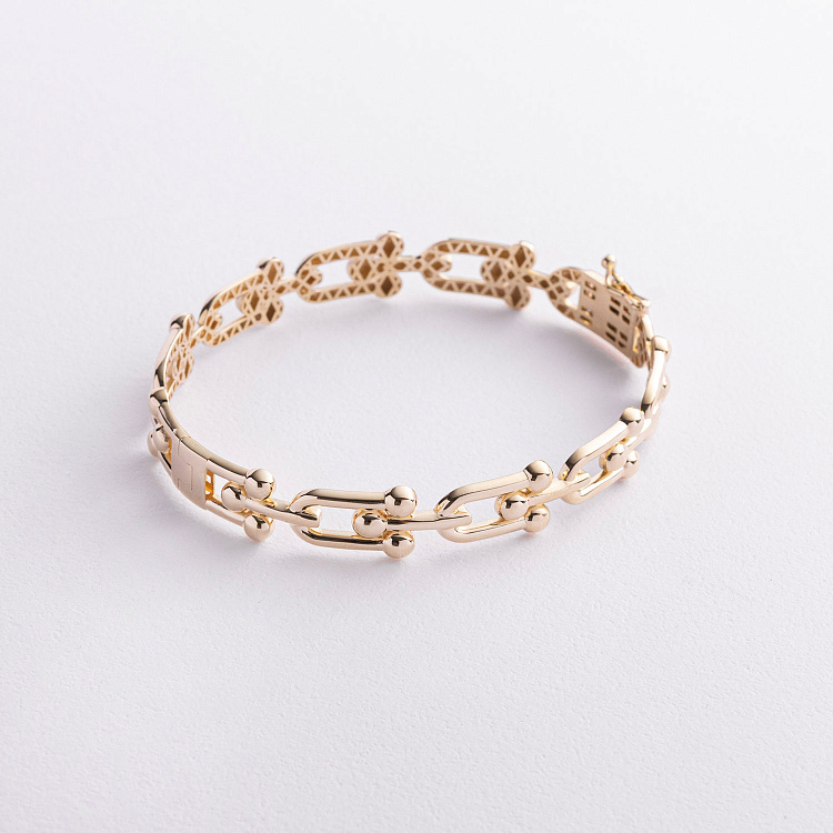 Жесткий браслет "Фантазия" в желтом золоте б05834 от ювелирного магазина Оникс - 2