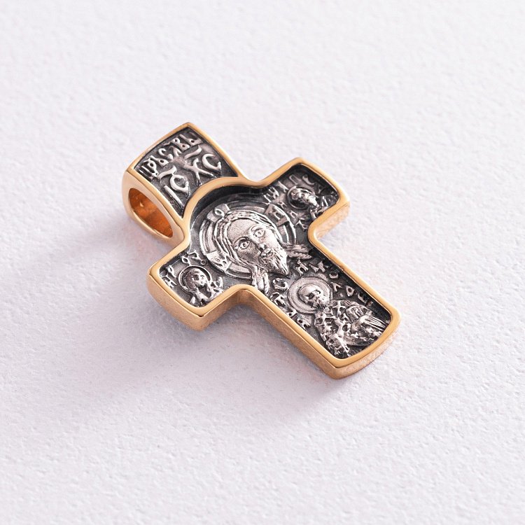 Серебряный православный крест " Спас Нерукотворный. Святитель Чудотворец " 132395 от ювелирного магазина Оникс