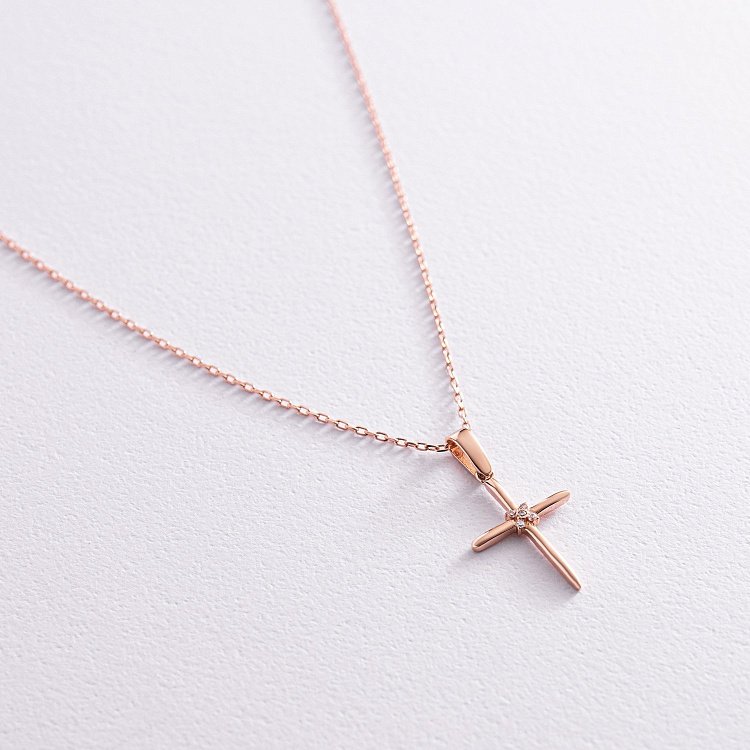 Золоте кольє "Хрестик"  з фіанітами кол02188 від ювелірного магазину Онікс