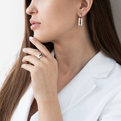 Золотое кольцо (черные фианиты) к06648 №3