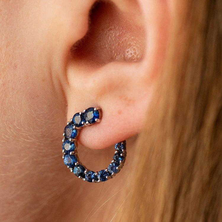 Золоті сережки - пусети "Саманта" (сапфіри) сб0495gl від ювелірного магазину Онікс - 4