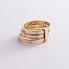 Золотое женское тройное кольцо с фианитами к02620 от ювелирного магазина Оникс - 2