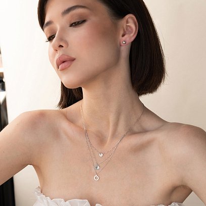 Колье "Сердце и круги" в белом золоте кол01584 №3