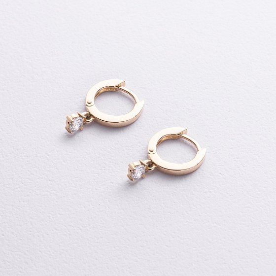 Серьги в желтом золоте (фианиты) с09191 №3