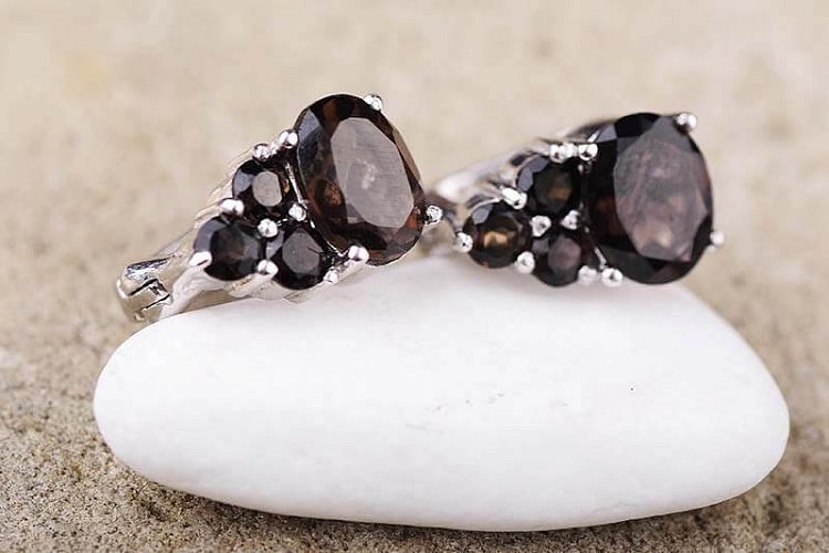 Сережки (димчастий кварц) 12763 від ювелірного магазину Онікс - 3