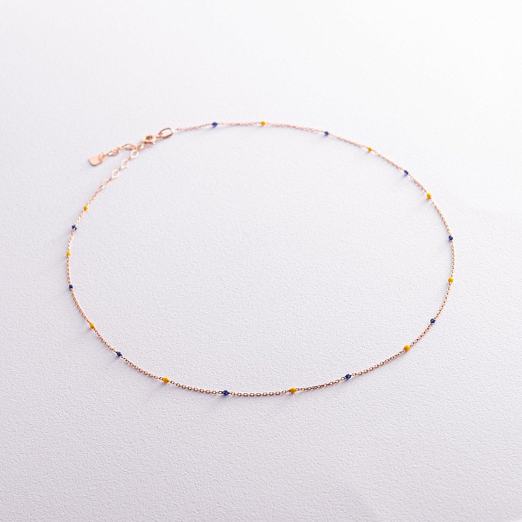 Кольє в червоному золоті (синя та жовта емаль) кол02242 від ювелірного магазину Онікс