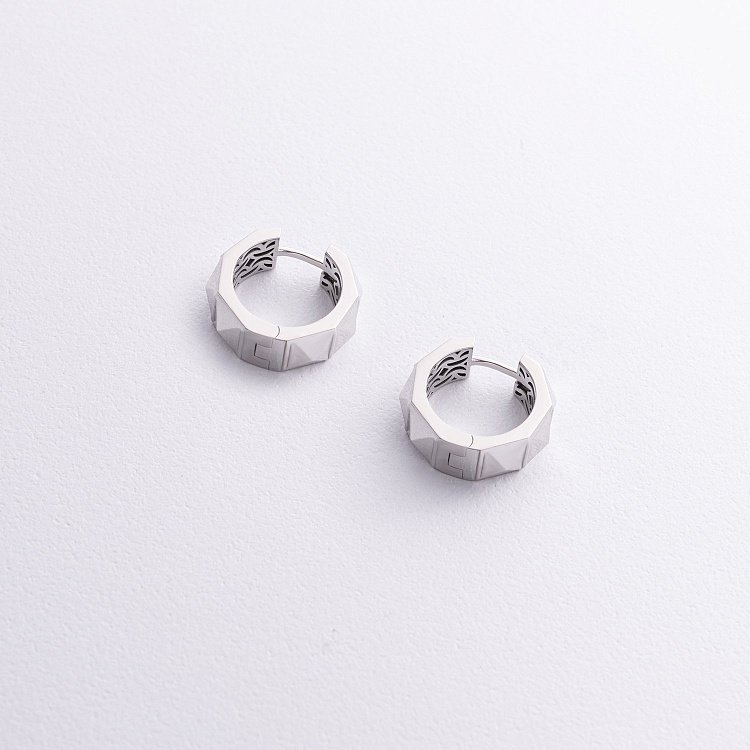 Серьги - кольца "Luisa" в белом золоте с09157 от ювелирного магазина Оникс - 3