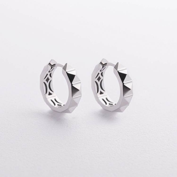 Сережки - кільця в білому золоті с09368 від ювелірного магазину Онікс