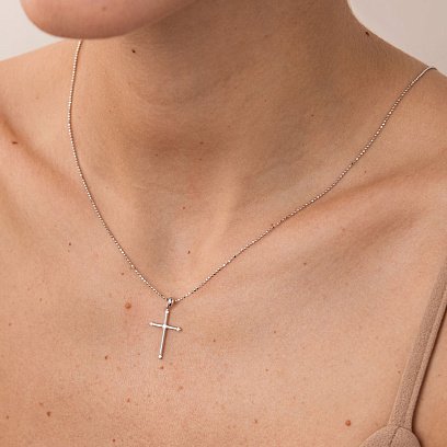 Золотой крестик с бриллиантами пб0258di №2