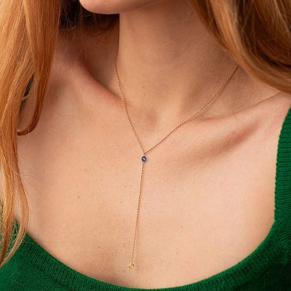 Кольє - краватка "Кольори свободи" у червоному золоті (фіаніти) кол02336 №2