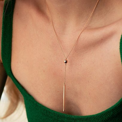 Колье "Хлоя" с шариком в красном золоте кол01952 №3