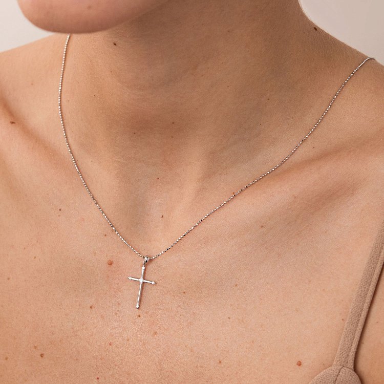 Золотой крестик с бриллиантами пб0258di от ювелирного магазина Оникс - 1