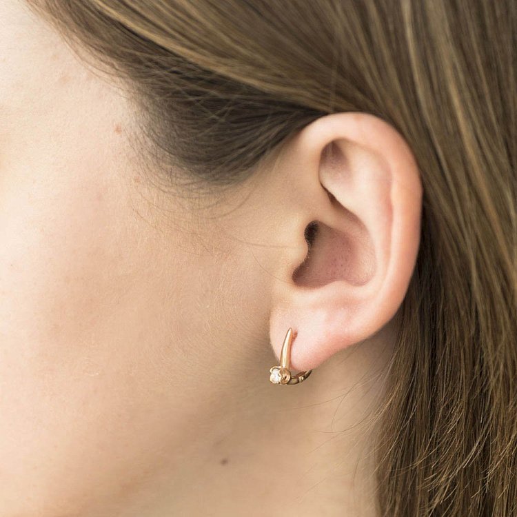 Золоті сережки "Сердечка" на англійській застібці с04484 від ювелірного магазину Онікс - 4