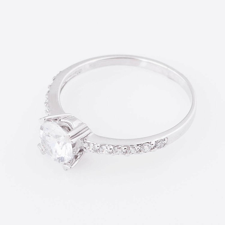 Золота заручальна каблучка з фіанітами к02772 від ювелірного магазину Онікс - 1