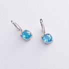Золоті сережки з блакитним топазом і діамантами C01111E от ювелирного магазина Оникс