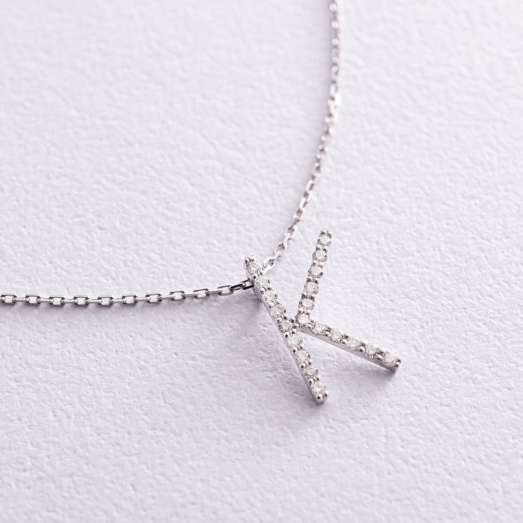 Золотое колье с буквой "К" с бриллиантами 133581121 от ювелирного магазина Оникс - 3