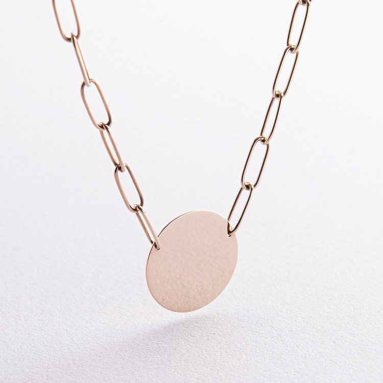 Кольє з монеткою для гравіювання (жовте золото) кол02394 від ювелірного магазину Онікс