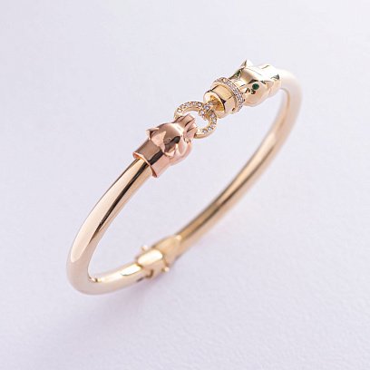 Золотий браслет "Пантера" (фіаніти) ﻿ б04303 №4