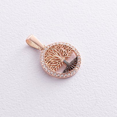 ﻿Кулон "Древо життя" з фіанітами (червоне золото) п03822