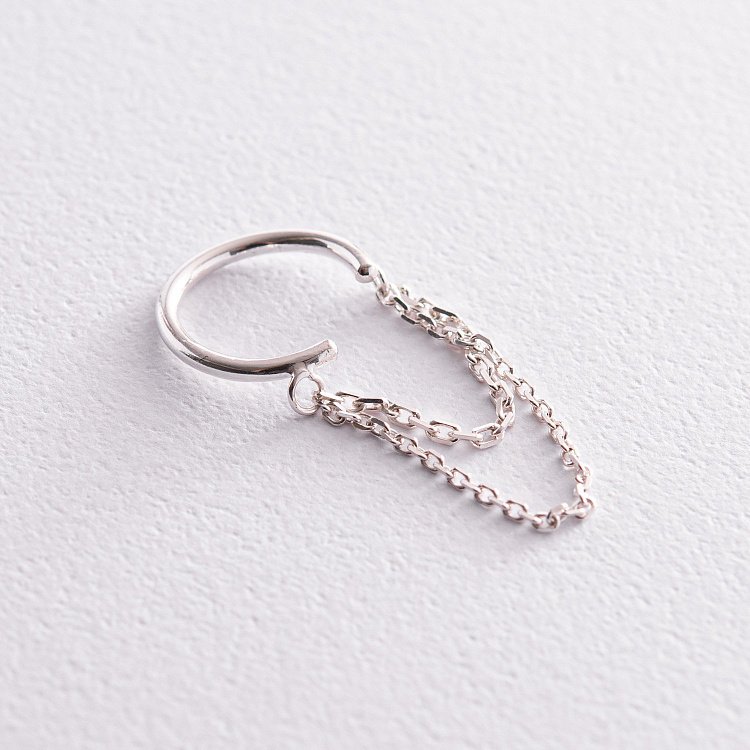 Срібна сережка - каффа з ланцюжками 123223 від ювелірного магазину Онікс - 1