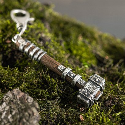 Серебряный брелок "Молот викинга" с эбеном 1116 №7