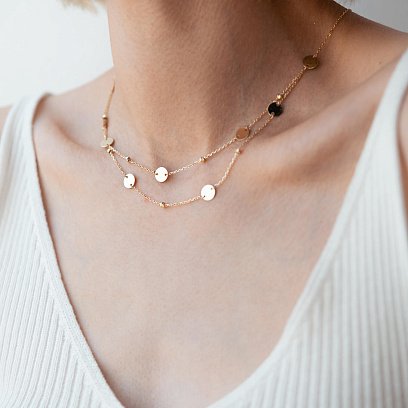 Подвійне кольє "Монетки" з жовтого золота кол01874