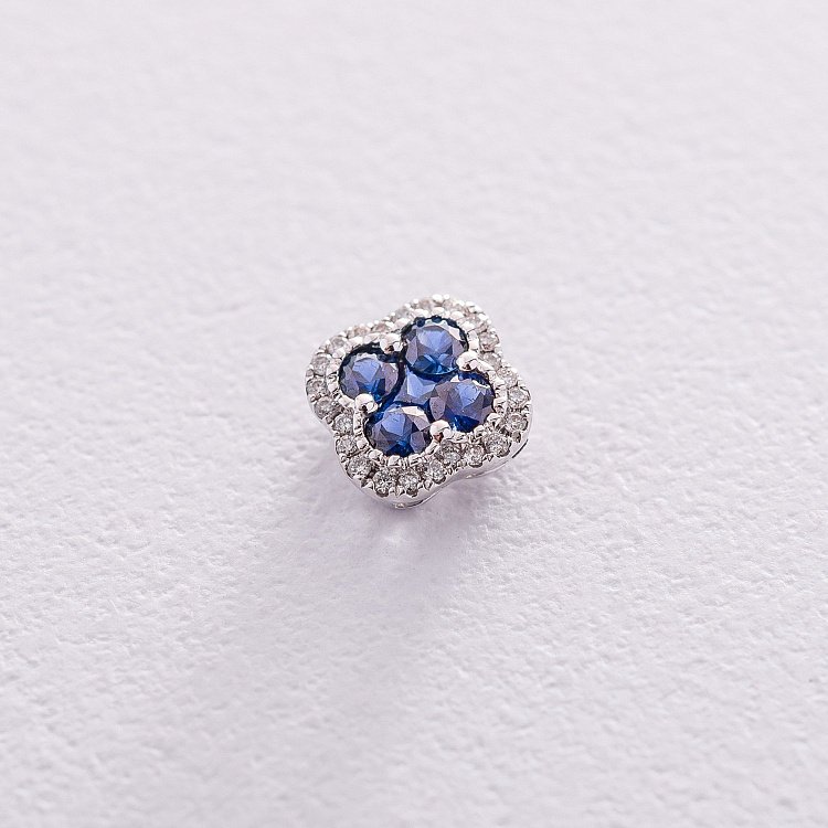 Золота підвіска "Конюшина" з діамантами і сапфірами пб0193ai від ювелірного магазину Онікс - 1