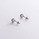 Серебряные серьги - пусеты (пироп) 122178 от ювелирного магазина Оникс - 1