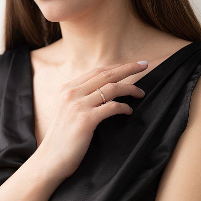 Золота каблучка з фіанітами к01326 №2