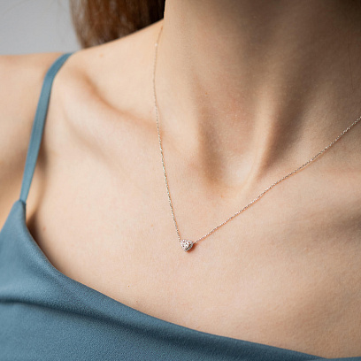 Золоте кольє "Сердечко" з діамантами колб0179ca №4