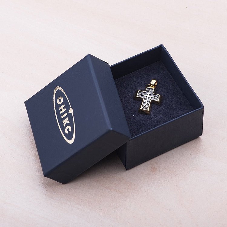 Серебряный православный крестик "Спаси и Сохрани" с позолотой 131757 от ювелирного магазина Оникс - 4