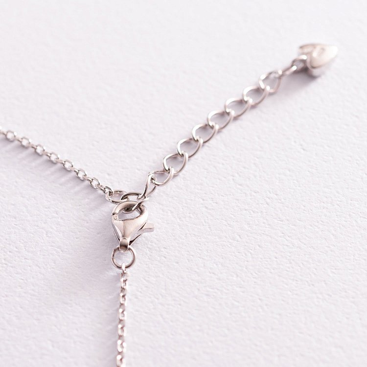 Срібний браслет "Конюшина" (біла емаль) 141581 від ювелірного магазину Онікс - 3