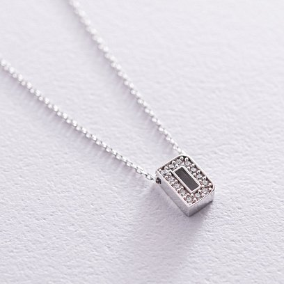 Колье с буквой "D" в белом золоте (фианиты) кол01329D №3