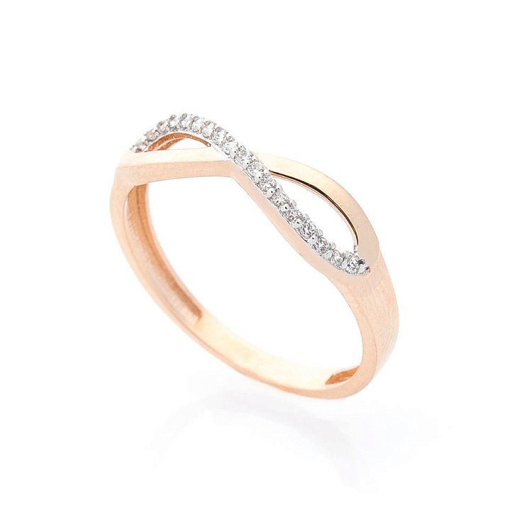 Золотое кольцо "Бесконечность" с фианитами к03965 от ювелирного магазина Оникс