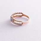 Золотое кольцо "Бантики" с фианитами к05211 от ювелирного магазина Оникс - 3