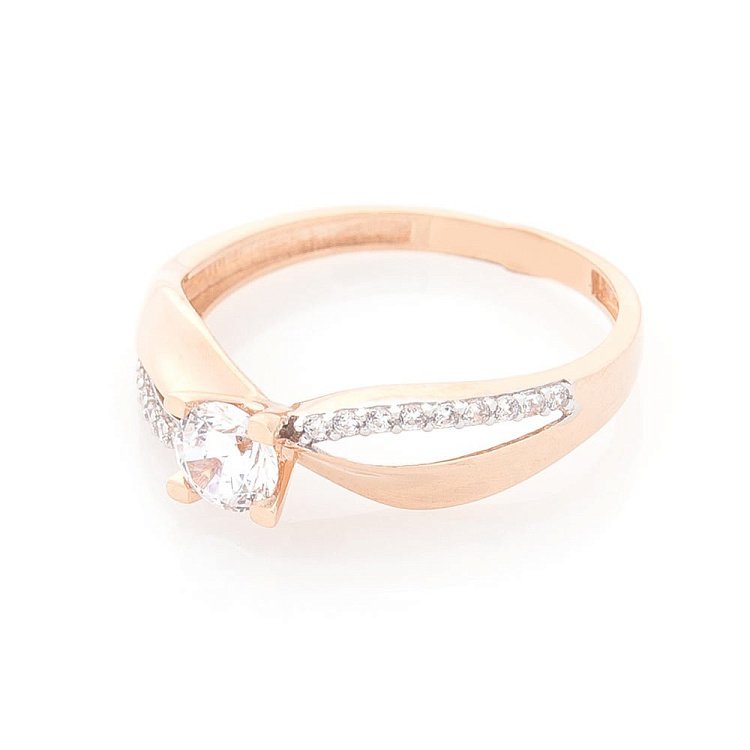 Золотое помолвочное кольцо с фианитами к03843 от ювелирного магазина Оникс - 2