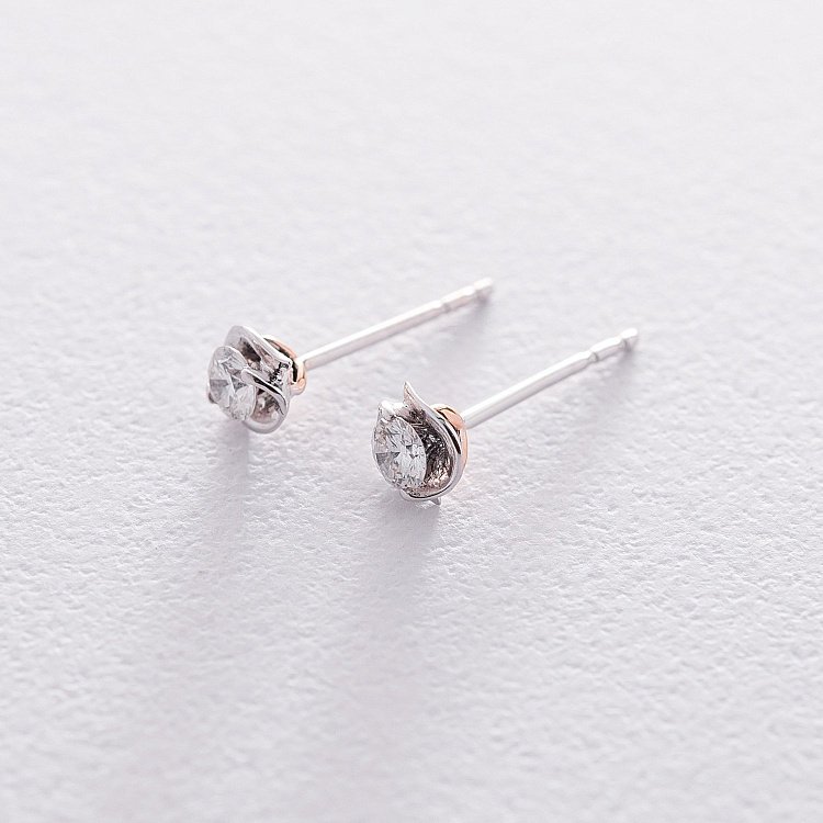 Золоті сережки - пусети "Квіточки" з діамантами сб0305lg від ювелірного магазину Онікс - 4