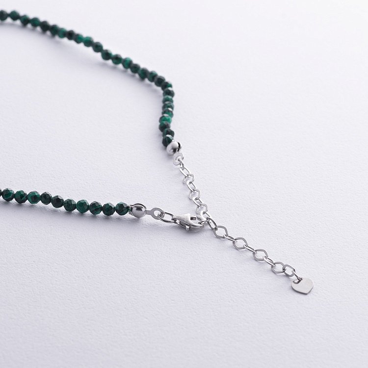 Серебряное колье с малахитом 181284 от ювелирного магазина Оникс - 6