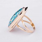 Золотое кольцо с эмалью и фианитами к04232 от ювелирного магазина Оникс - 1