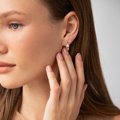 Сережки - кільця в червоному золоті с09212 №4