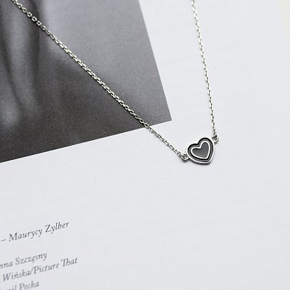 Серебряное колье "Сердечко" (эмаль, фианиты) 18647 №7