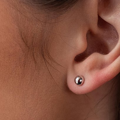 Сережки - пусети "Напівсфера" у білому золоті (0.5 см) с08206 №4